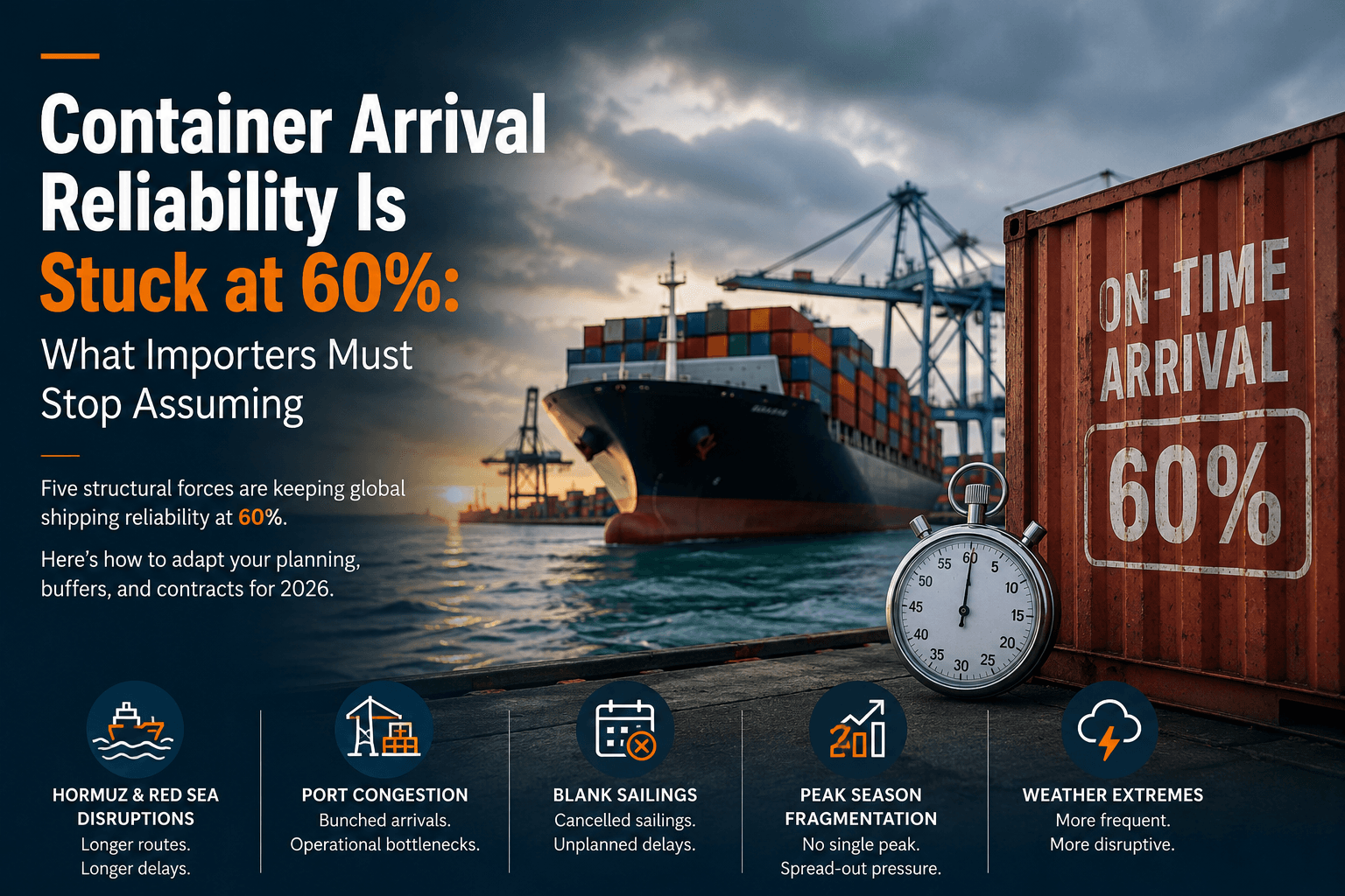 Container Arrival Reliability Is Stuck at 60%: What Importers Must Stop Assuming